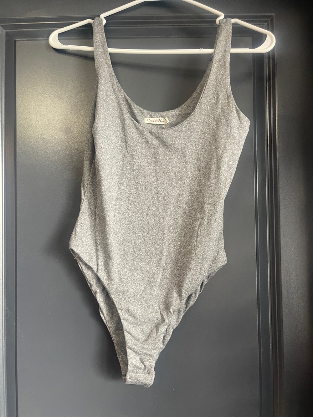 Heart Hips Silver Shimmer Scoop Neck Bodysuit